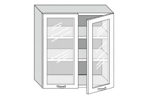 19.80.4  Кира Шкаф настенный с двумя стекл. дверцами h 913 в Реж - rezh.mebel-e96.ru | фото