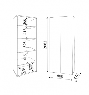 Шкаф 800 мм Осло (ручка брусок) полки (Риннер) в Реж - rezh.mebel-e96.ru