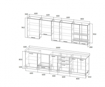 Кухонный гарнитур высокий Крафт 3000 мм, Стол. 26 мм в Реж - rezh.mebel-e96.ru