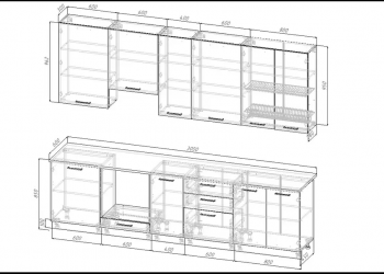 Кухонный гарнитур высокий Санторини 3000 мм, Стол. 38 мм в Реж - rezh.mebel-e96.ru