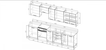 Кухонный гарнитур Санторини 3000 мм, Стол. 26 мм в Реж - rezh.mebel-e96.ru