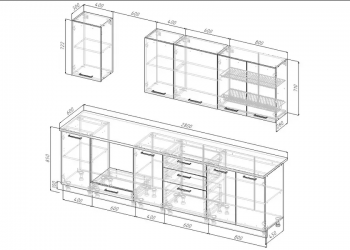 Кухонный гарнитур Санторини 2800 мм, Стол. 26 мм в Реж - rezh.mebel-e96.ru