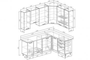 Угловой кухонный гарнитур Трансильвания 2200*1600 мм Sanvut в Реж - rezh.mebel-e96.ru