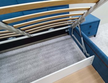 Кровать с подъемным механизмом Мега синий (Лин) в Реж - rezh.mebel-e96.ru