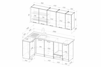 Кухонный гарнитур Альба прайм 400 1100х2000 мм (Герда) в Реж - rezh.mebel-e96.ru