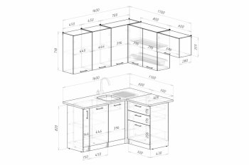 Кухонный гарнитур Альба мега прайм 1600х1700 мм (Герда) в Реж - rezh.mebel-e96.ru