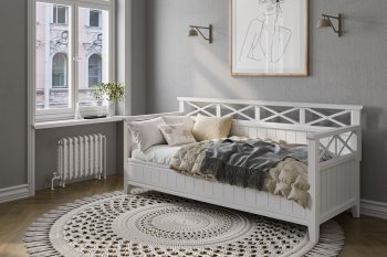 Кровать из массива Амелия белый античный (БМ) в Реж - rezh.mebel-e96.ru