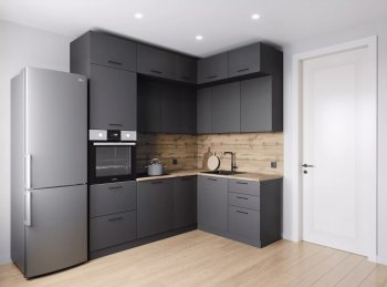 Кухонный гарнитур угловой Антрацит 2200х1700 мм (Санвут) в Реж - rezh.mebel-e96.ru