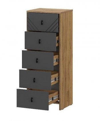 Комод (5 ящиков) Байкал Графит/Дуб золотой (СВ) в Реж - rezh.mebel-e96.ru