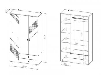 Шкаф 1200 мм трехстворчатый (с ящиками) Байкал (СВ) в Реж - rezh.mebel-e96.ru