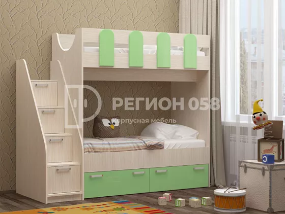 Двухъярусная кровать Бемби-11 МДФ (Регион) в Реж - rezh.mebel-e96.ru