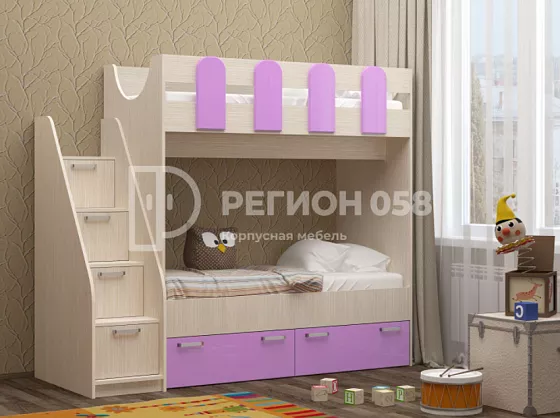 Двухъярусная кровать Бемби-11 МДФ (Регион) в Реж - rezh.mebel-e96.ru