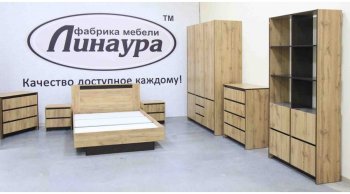 Кровать двуспальная Бостон дуб крафт (Лин) в Реж - rezh.mebel-e96.ru