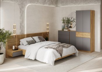 Спальный гарнитур Бостон Лайт серый (Стиль) в Реж - rezh.mebel-e96.ru