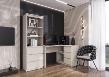 Письменный стол угловой + Стеллаж Челси кашемир (Миф) в Реж - rezh.mebel-e96.ru
