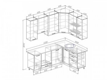 Угловой кухонный гарнитур Крафт 2200х1600 мм в Реж - rezh.mebel-e96.ru