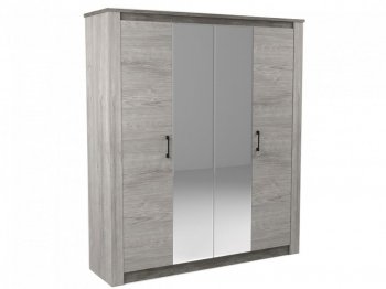 Шкаф 1900 мм 4-х дверный Денвер Риббек серый (СБК) в Реж - rezh.mebel-e96.ru