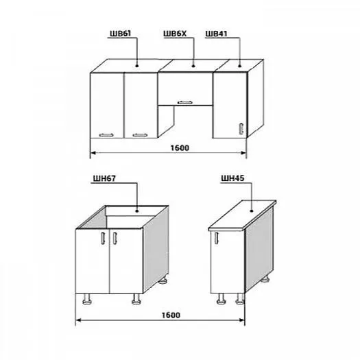 Кухонный гарнитур Диана-4У Лофт 1600 мм в Реж - rezh.mebel-e96.ru