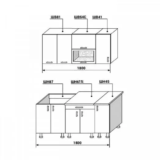 Кухонный гарнитур Диана-4У Лофт 1800 мм в Реж - rezh.mebel-e96.ru