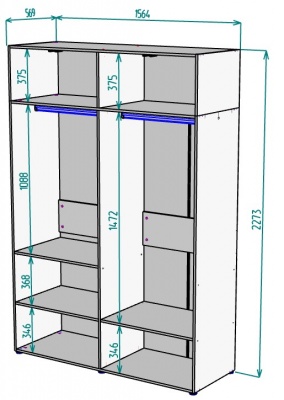 Шкаф 1564 мм Erik H313 + Антресоль HA4 (Графит) в Реж - rezh.mebel-e96.ru