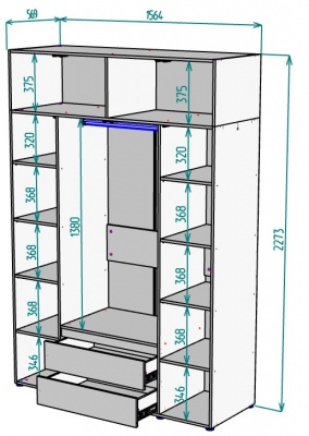 Шкаф 1564 мм Erik H328 + Антресоль HA4 (Графит) в Реж - rezh.mebel-e96.ru