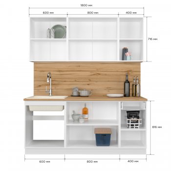 КУхонный гарнитур Эстетик 1800 мм белый (Сурская) в Реж - rezh.mebel-e96.ru
