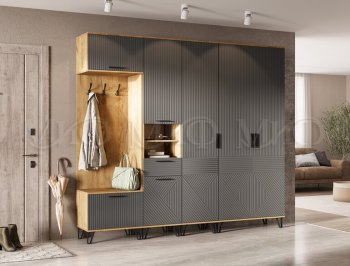 Прихожая Флэш крафт/графит модульная (Миф) в Реж - rezh.mebel-e96.ru