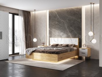 Кровать парящая с ПМ Флэш белый/дуб крафт (Миф) в Реж - rezh.mebel-e96.ru