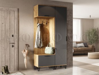 Прихожая Флэш крафт/графит модульная (Миф) в Реж - rezh.mebel-e96.ru