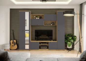 Стенка Герда крафт/графит (ИЦ) в Реж - rezh.mebel-e96.ru