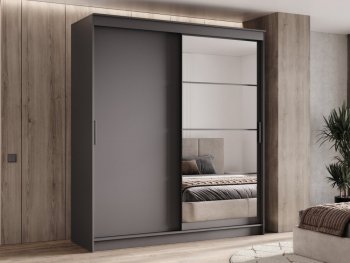 Шкаф-купе 2000 мм Гранд-1 ЛДСП/Зеркало, графит (Эра) в Реж - rezh.mebel-e96.ru