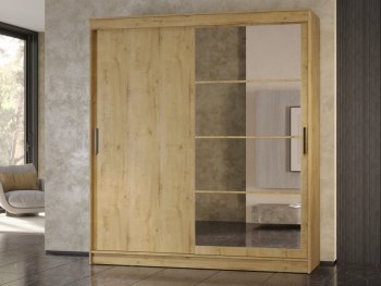 Шкаф-купе 2000 мм Гранд-1 ЛДСП/Зеркало, дуб вотан (Эра) в Реж - rezh.mebel-e96.ru