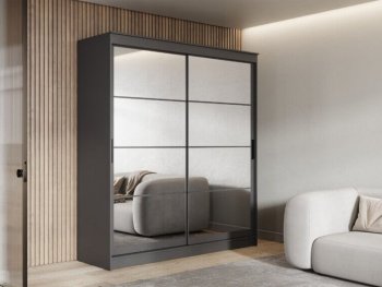 Шкаф-купе 2000 мм Гранд-1 зеркало/зеркало, графит (Эра) в Реж - rezh.mebel-e96.ru