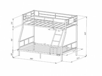 Кровать двухъярусная Гранада-1ПЯЯ 140 в Реж - rezh.mebel-e96.ru