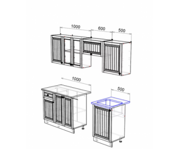 Кухонный гарнитур Хозяюшка 2100 Магнолия/Деним (Эра) в Реж - rezh.mebel-e96.ru