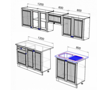 Кухонный гарнитур Хозяюшка 2600 Магнолия/Деним (Эра) в Реж - rezh.mebel-e96.ru