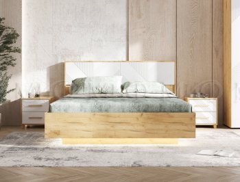 Кровать парящая Ирис крафт/белый с подсветкой (Миф) в Реж - rezh.mebel-e96.ru