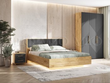 Спальный гарнитур Ирис крафт/графит, модульный (Миф) в Реж - rezh.mebel-e96.ru