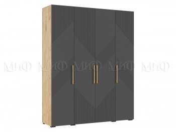 Шкаф 1800 мм Ирис с антресолью крафт/графит (Миф) в Реж - rezh.mebel-e96.ru