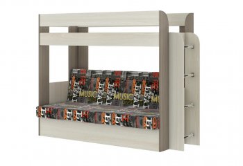 Кровать 2-х ярусная с диваном Карамель 75 шимо (Музыка) в Реж - rezh.mebel-e96.ru