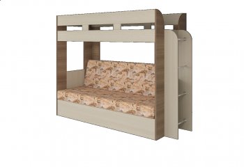 Кровать 2-х ярусная с диваном Карамель 75 шимо (Саванна) в Реж - rezh.mebel-e96.ru