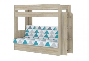 Кровать 2-х ярусная с диваном Карамель 75 сонома (NILS MINT) в Реж - rezh.mebel-e96.ru