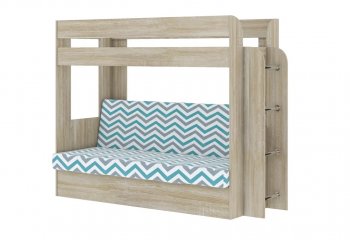 Кровать 2-х ярусная с диваном Карамель 75 сонома (WILLY MINT) в Реж - rezh.mebel-e96.ru