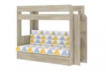 Кровать 2-х ярусная с диваном Карамель 75 сонома (Otto Yellow) в Реж - rezh.mebel-e96.ru