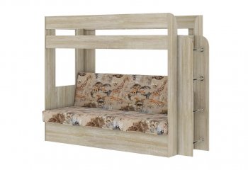 Кровать 2-х ярусная с диваном Карамель 75 сонома (Саванна) в Реж - rezh.mebel-e96.ru