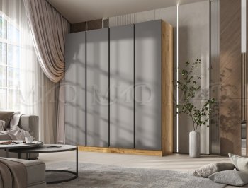 Шкаф 2000 мм 4-х ств. Келвин дуб золотой/графит (Миф) в Реж - rezh.mebel-e96.ru