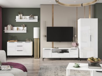 Стенка Кимберли белый, модульная (Handis) в Реж - rezh.mebel-e96.ru