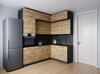 Кухонный гарнитур угловой Крафт 2200*1700 мм (Санвут) в Реж - rezh.mebel-e96.ru
