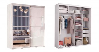 Шкаф-купе Крафт-6 белый гладкий 2000 мм (БТС) в Реж - rezh.mebel-e96.ru