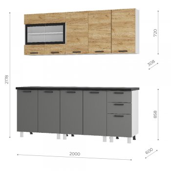 Кухонный гарнитур 2000 мм Крафт тип 2 (БТС) в Реж - rezh.mebel-e96.ru